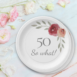 Funny 50 So, was Wasserfarbe Blumenkohl 50. Geburt Pappteller