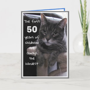 Funny 50th Birthday Cat Card Karte