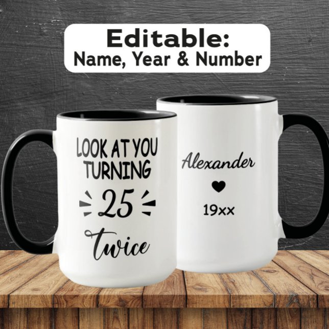 Funny 50th Birthday Mug – Custom Name & Birth Year Tasse (Von Creator hochgeladen)