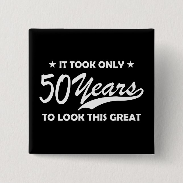 Funny 50th Birthday Retro Typography Button (Vorderseite)