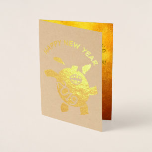 Funny 5 Cartoon Pig Year Zodiac Birthday Luxury GC Folienkarte