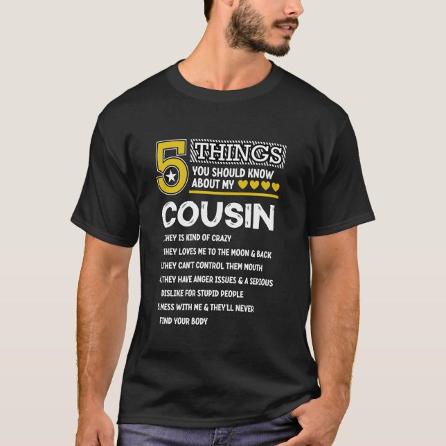 Funny 5 Dinge Cousin Cool Familienmatching Party L T-Shirt (Vorderseite)
