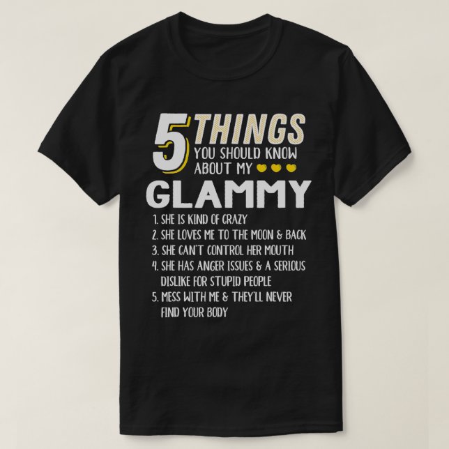 Funny 5 Dinge Oma Glammy Geschenk Idee T-Shirt (Design vorne)