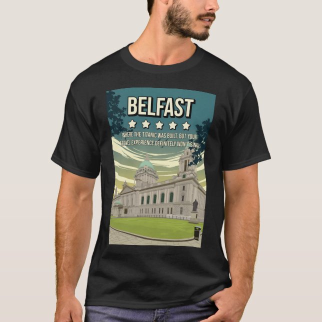 Funny 5 star Belfast Northern Ireland Review Train T-Shirt (Vorderseite)