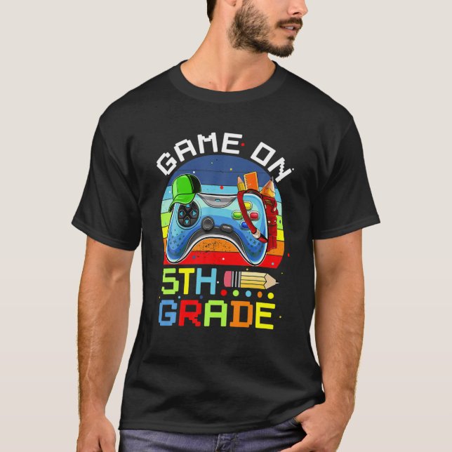 Funny 5th Grade Back to School Video Game T-Shirt (Vorderseite)
