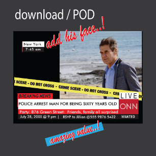 Funny 60. Geburtstag 🎉 Fake TV News Einladung