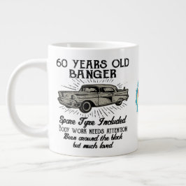 Funny 60. Geburtstag Retro Auto Banger Add Name Da Jumbo-Tasse