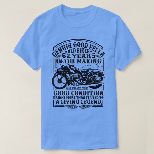 Funny 62 Jahre alt Biker Retro Stil Klassik Motor T-Shirt (Design vorne)