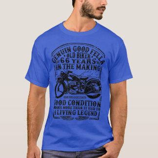 Funny 66 Jahre alt Biker Retro Stil Klassik Motor T-Shirt