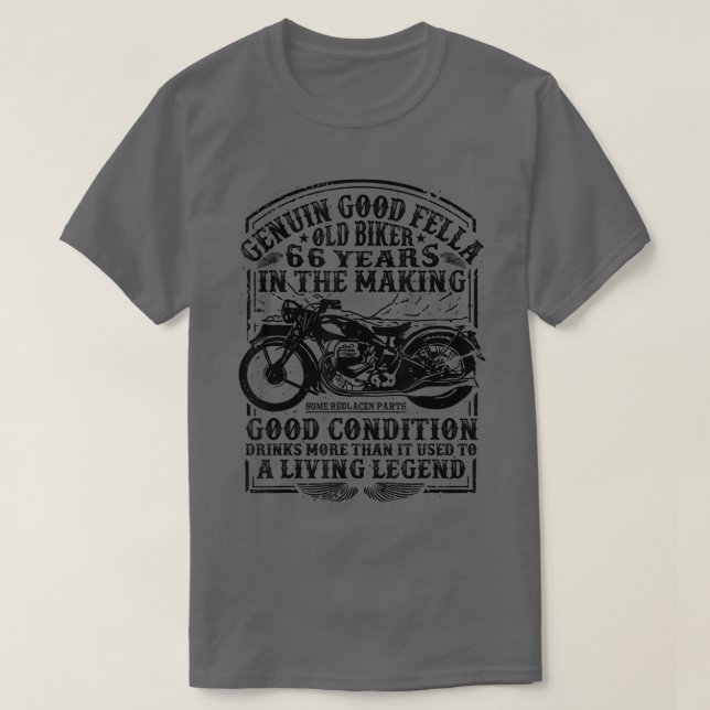 Funny 66 Jahre alt Biker Retro Stil Klassik Motor T-Shirt (Design vorne)