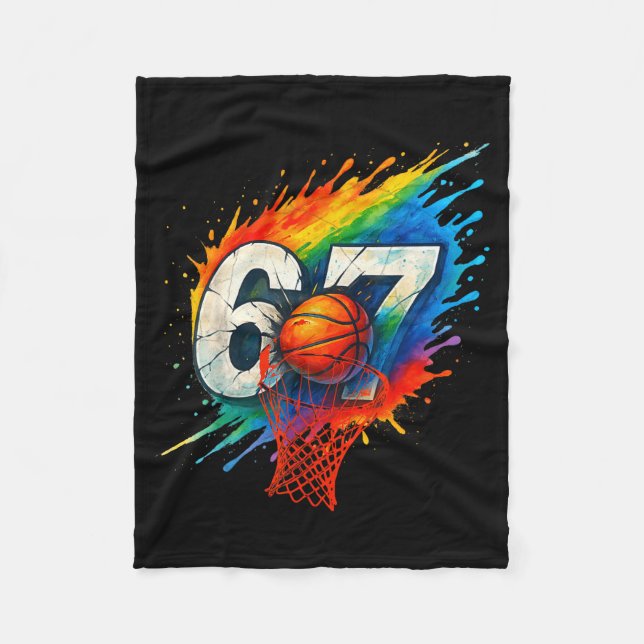 Funny 67 Basketball Six Seven 6 7 Meme 67  Fleecedecke (Vorderseite)