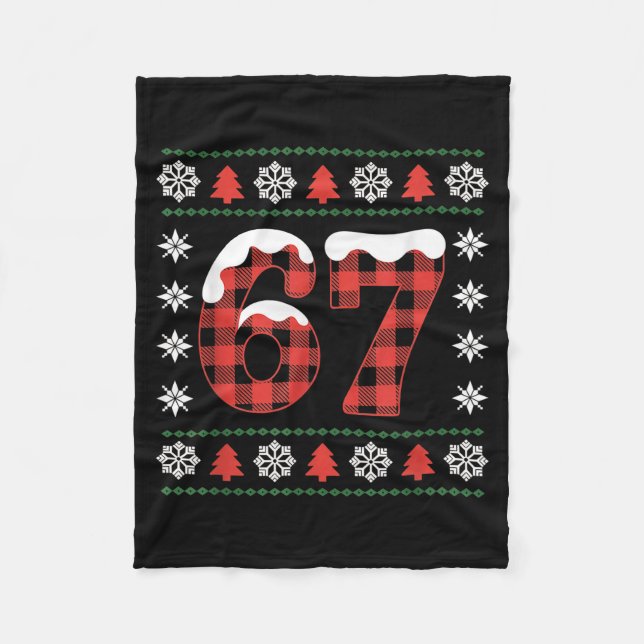 Funny 67 Buffalo Plaid Christmas Snow Ugly Sweater Fleecedecke (Vorderseite)