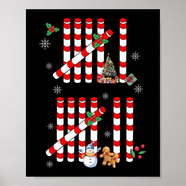 Funny 67 Candy Cane Tally Marks Christmas Six Seve Poster (Vorne)