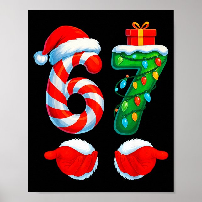 Funny 67 Christmas 6 7 Six Seven Meme Kids Men Boy Poster (Vorne)