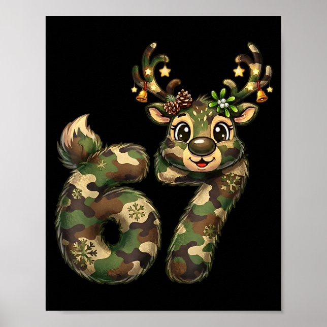 Funny 67 Christmas Holiday Camo Hunting Reindeer D Poster (Vorne)