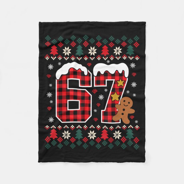 Funny 67 Christmas Pajamas Shirt Six Seven Meme Br Fleecedecke (Vorderseite)