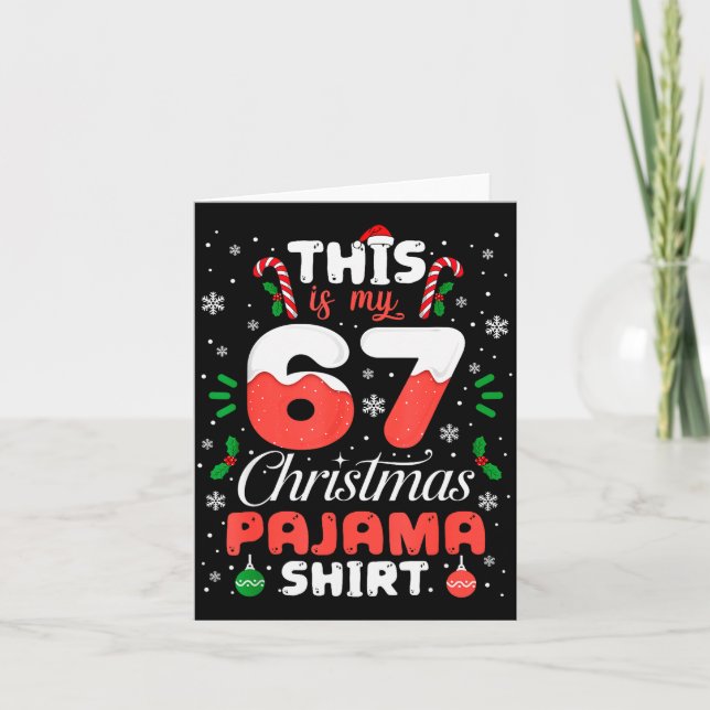 Funny 67 Christmas Pajamas Shirt Six Seven Meme Br Karte (Vorderseite)