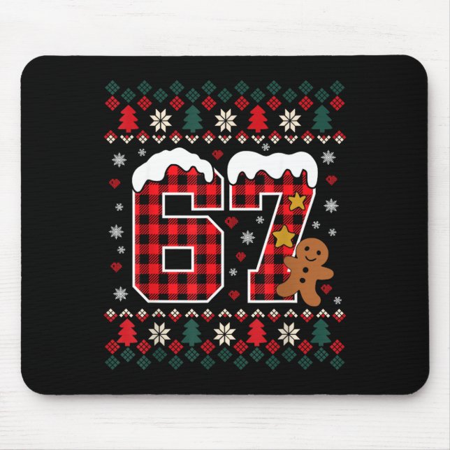 Funny 67 Christmas Pajamas Shirt Six Seven Meme Br Mousepad (Vorne)