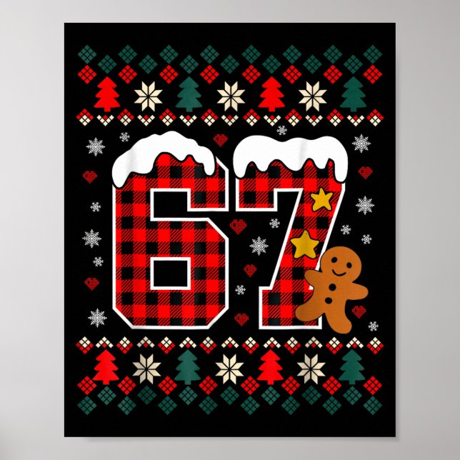 Funny 67 Christmas Pajamas Shirt Six Seven Meme Br Poster (Vorne)