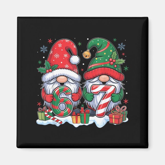 Funny 67 Christmas Pajamas Six Seven Meme 67 Gnome Magnet (Vorne)