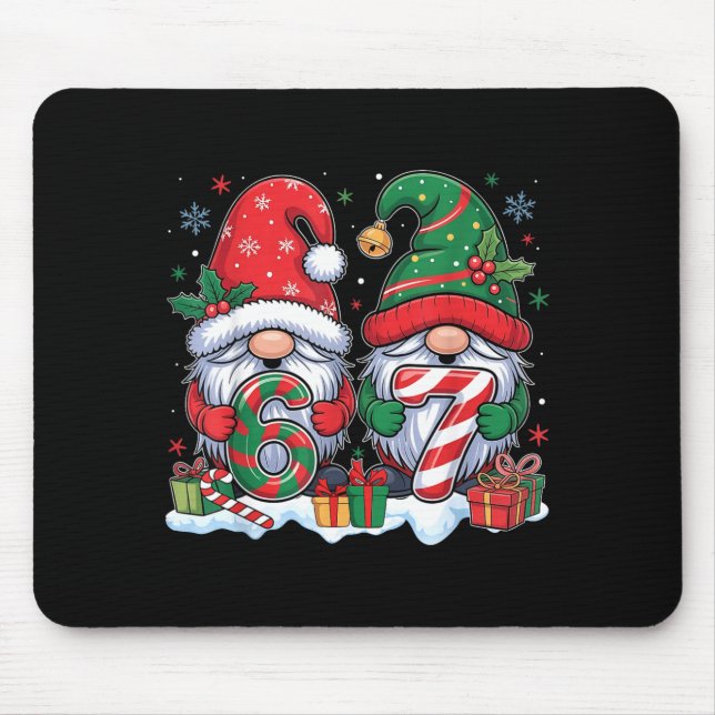 Funny 67 Christmas Pajamas Six Seven Meme 67 Gnome Mousepad (Vorne)