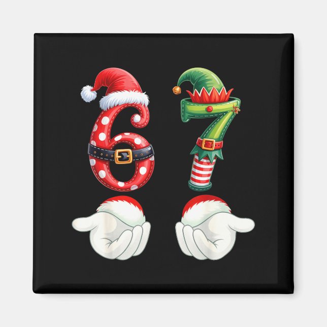 Funny 67 Christmas Pajamas Six Seven Meme 6 7 Elf  Magnet (Vorne)