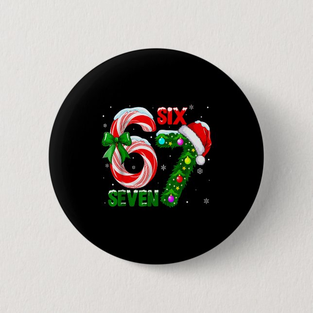 Funny 67 Christmas Shirts Boys Kids 6 7 Meme Pajam Button (Vorderseite)