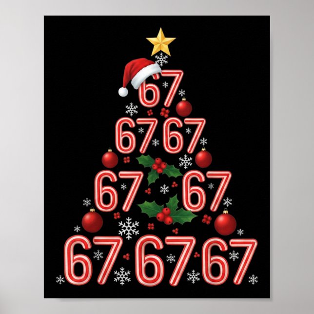 Funny 67 Christmas Tree Candy Cane Meme Holiday  Poster (Vorne)