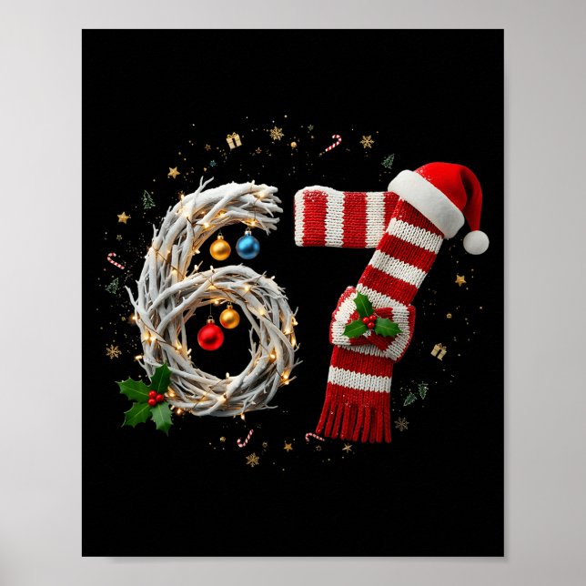 Funny 67 Christmas Xmas Six Seven F 6 7 Santa Hat  Poster (Vorne)