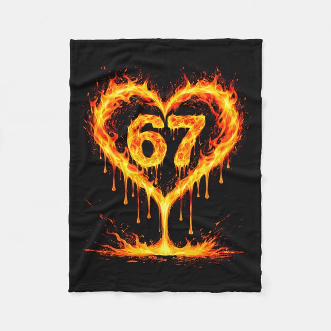 Funny 67 Flames Heart Love Six Seven Meme Celebrat Fleecedecke (Vorderseite)