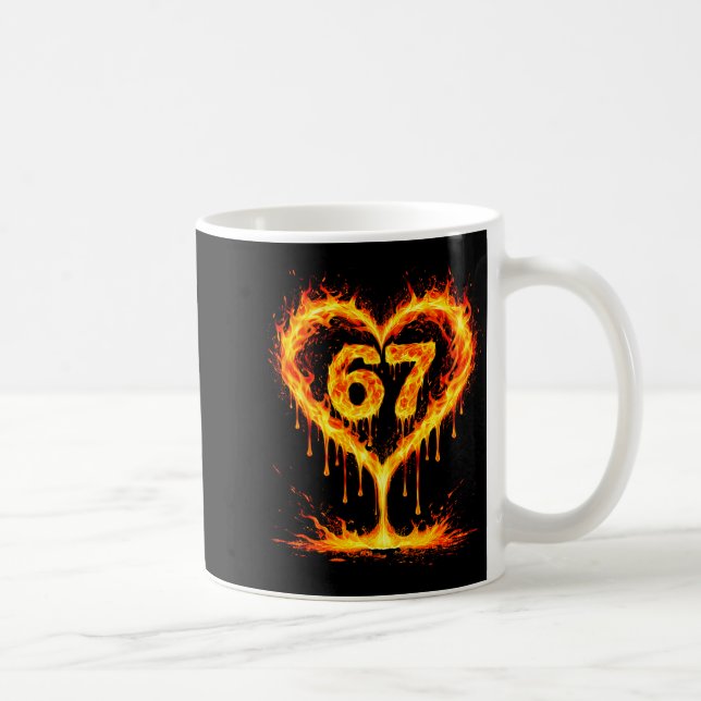 Funny 67 Flames Heart Love Six Seven Meme Celebrat Kaffeetasse (Rechts)