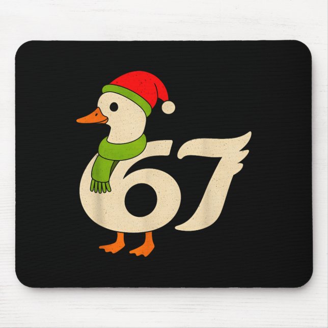 Funny 67 Goose Christmas 6 7 Meme Duck Santa Hat F Mousepad (Vorne)