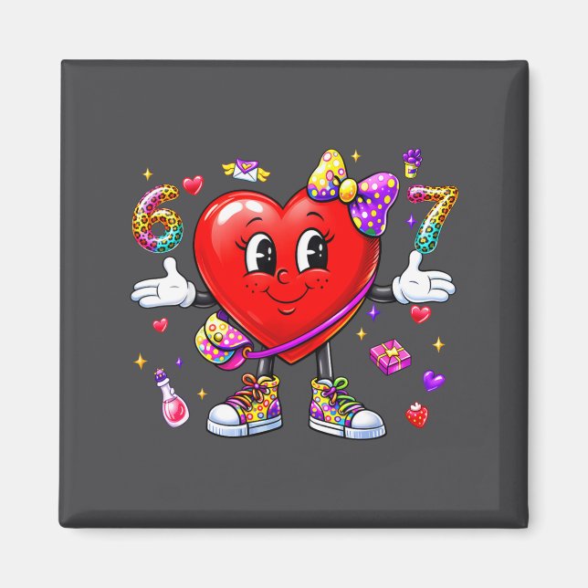 Funny 67 Heart Valentines Day Six Seven Meme 6 7 W Magnet (Vorne)