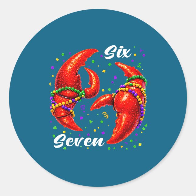 Funny 67 Mardi Gras Crawfish Meme 6 7 Beads Six Se Runder Aufkleber (Vorderseite)