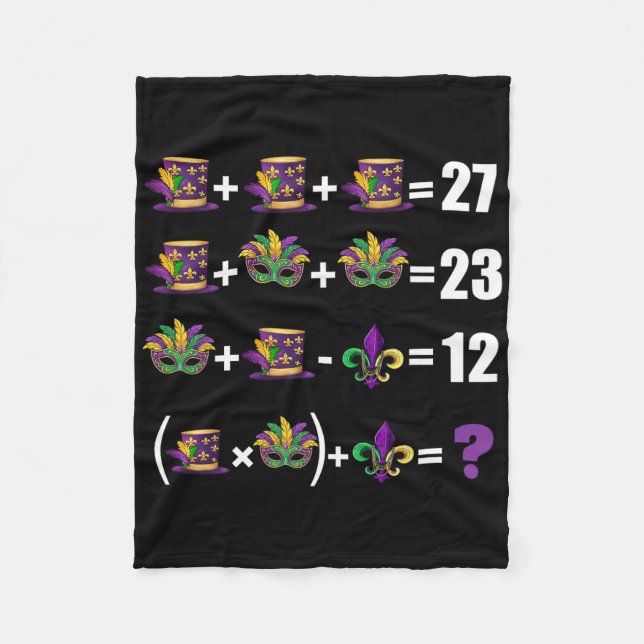 Funny 67 Mardi Gras Masks Jester Beads Math Equati Fleecedecke (Vorderseite)