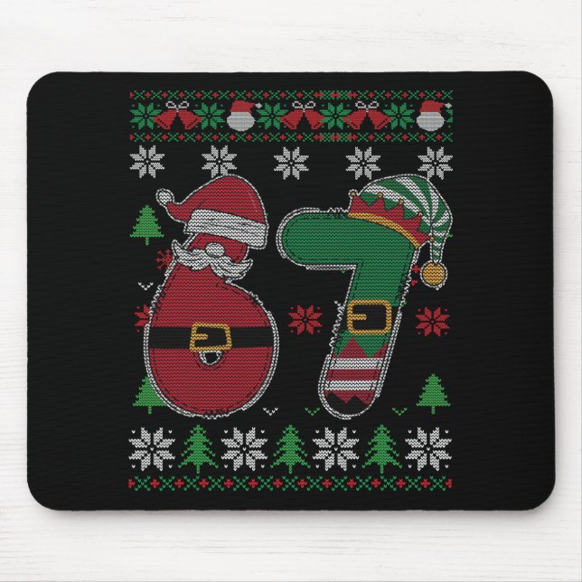 Funny 67 Meme 6 7 Ugly Sweater For Christmas Boys  Mousepad (Vorne)