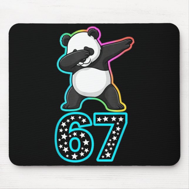 Funny 67 Meme Dabbing Panda Rainbow Gen Z Six Seve Mousepad (Vorne)