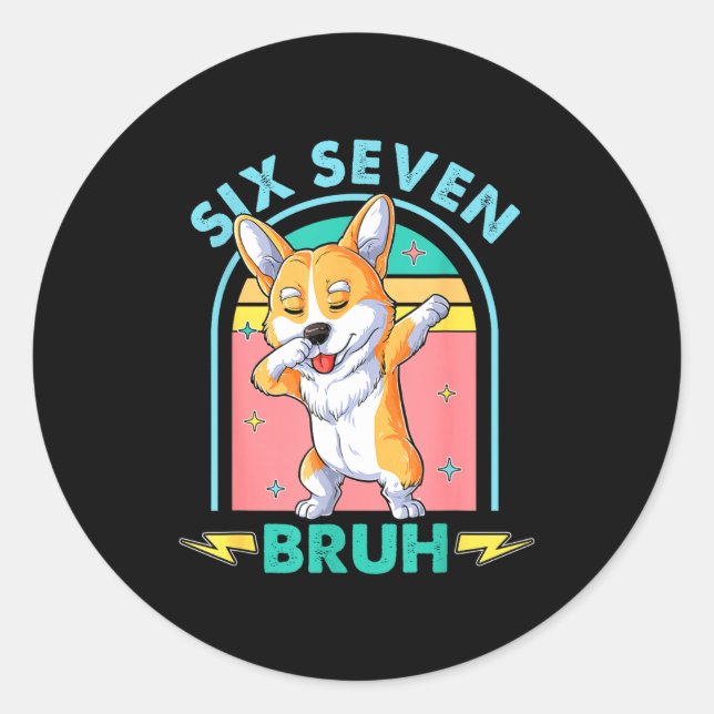 Funny 67 Meme Dog Six Seven Bruh Kids Boys Tee  Runder Aufkleber (Vorderseite)