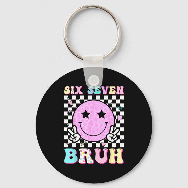 Funny 67 Meme Happy Face 6-7 Boys Kids Teens Six S Schlüsselanhänger (Vorderseite)