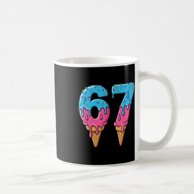 Funny 67 Meme Ice Cream Drip Six Seven Gen Z  Kaffeetasse (Rechts)