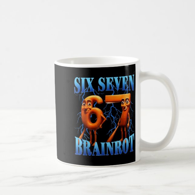 Funny 67 Meme Italian Brainrot Tung Tung Sahur Six Kaffeetasse (Rechts)