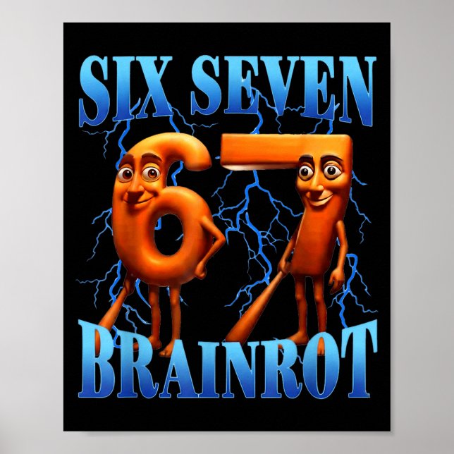 Funny 67 Meme Italian Brainrot Tung Tung Sahur Six Poster (Vorne)