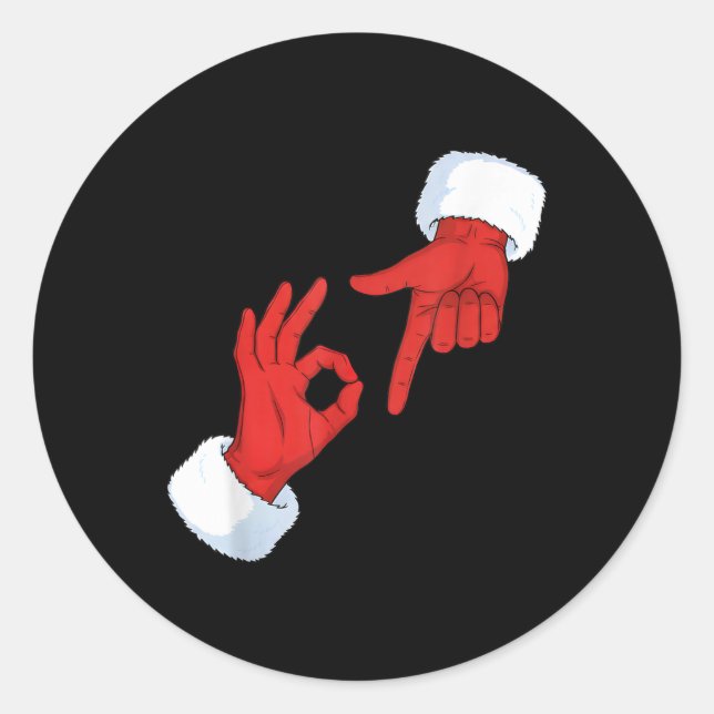 Funny 67 Meme Santa Hands Gesture Six Seven Slang  Runder Aufkleber (Vorderseite)