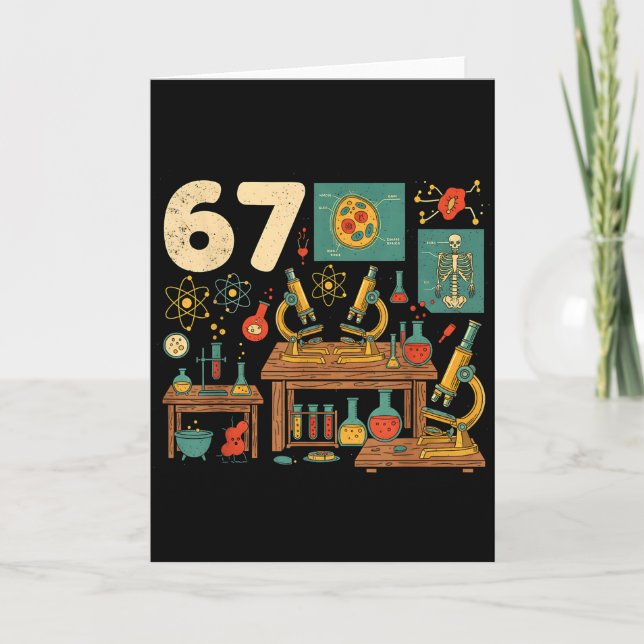 Funny 67 Meme Science Teacher Students Six Seven M Karte (Vorderseite)