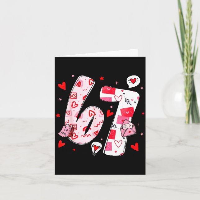 Funny 67 Meme Six Seven 6 7 Valentine Hearts  Karte (Vorderseite)