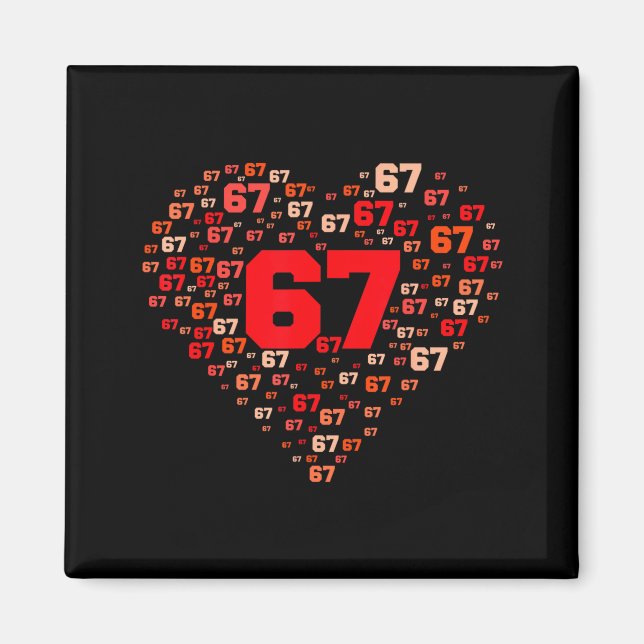 Funny 67 Meme Six Seven Heart Matching Couples Val Magnet (Vorne)