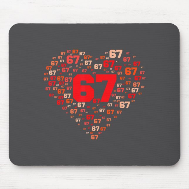 Funny 67 Meme Six Seven Heart Matching Couples Val Mousepad (Vorne)