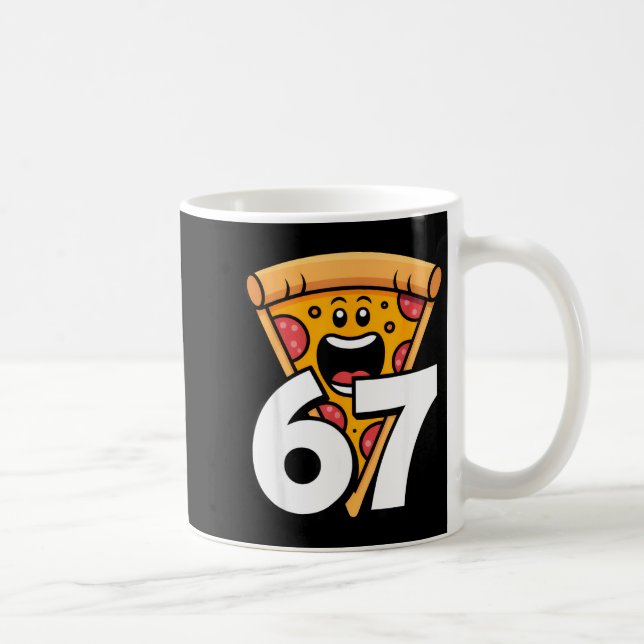 Funny 67 Meme Six Seven Humor Food Zza  Kaffeetasse (Rechts)