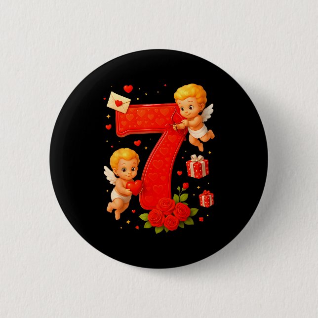Funny 67 Meme Six Seven Matching Couples Valentine Button (Vorderseite)