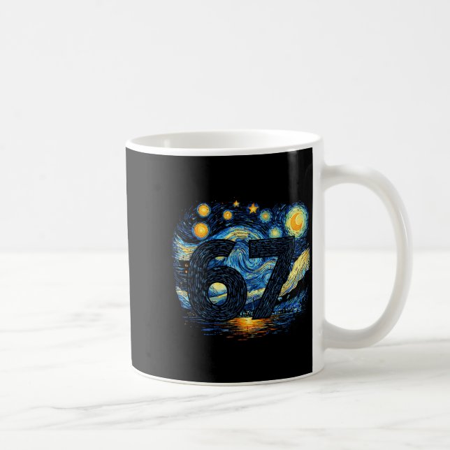 Funny 67 Meme Six Seven Starry Art Night  Kaffeetasse (Rechts)